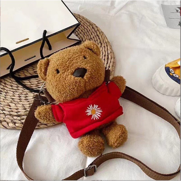 Túi Gấu TEDDY Hoa Cúc, Túi Gấu Bông Đeo Chéo Siêu Dễ Thương