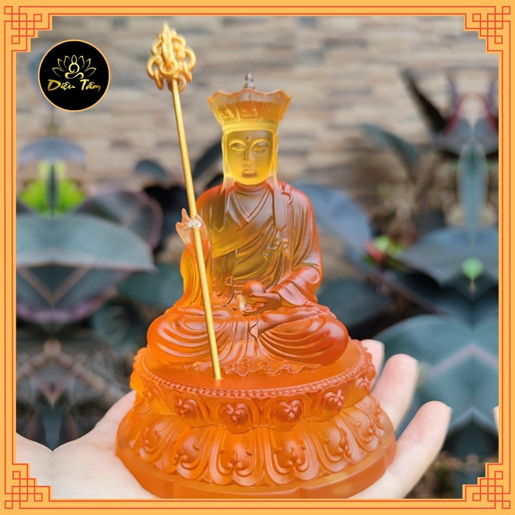 Tượng phật địa tạng vương bồ tát cao 10cm tượng phật để ô tô đồ thờ cúng shop Diệu Tâm mẫu Địa Tạng LL đài sen 10cm