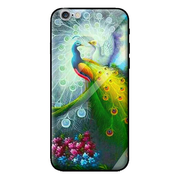 Ốp kính cường lực cho iPhone 6 mẫu chim công 8 - Hàng chính hãng