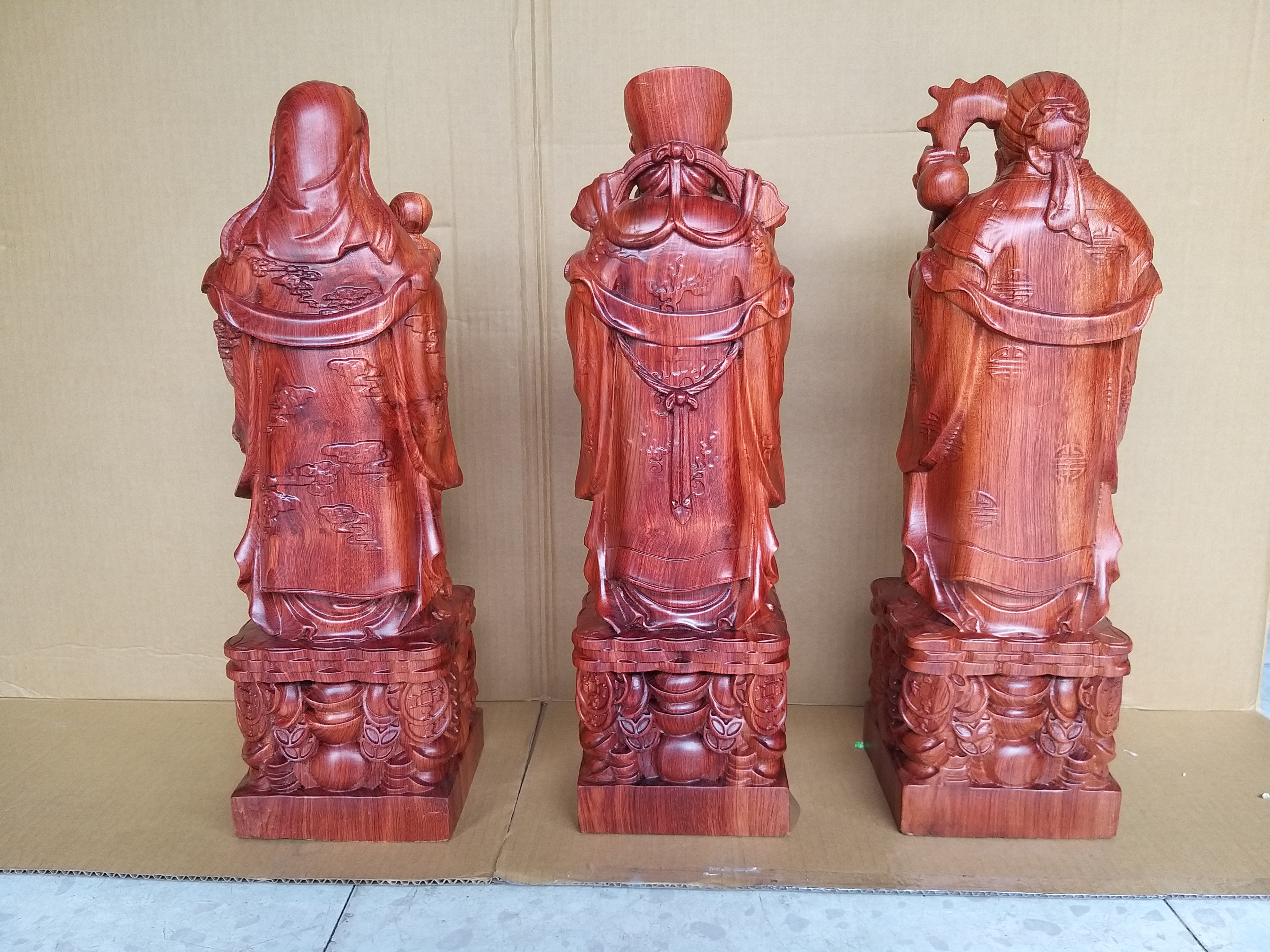 Bộ Tượng Tam Đa, tượng Phúc Lộc Thọ, tượng gỗ, tượng phong thủy gỗ Hương