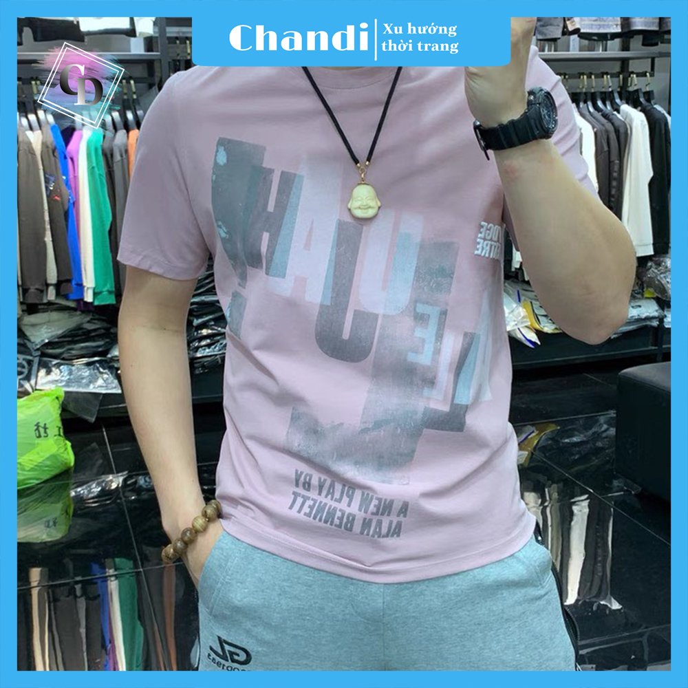 Áo Thun Nam Cổ Tròn Tay Ngắn Trẻ Trung Thương Tiệu Chandi, Áo Phông Nam Họa Tiết Trẻ Trung Chất Liệu Cotton Cao Cấp Mát Mịn Thấm Hút Mồ Hôi Mẫu NT5050