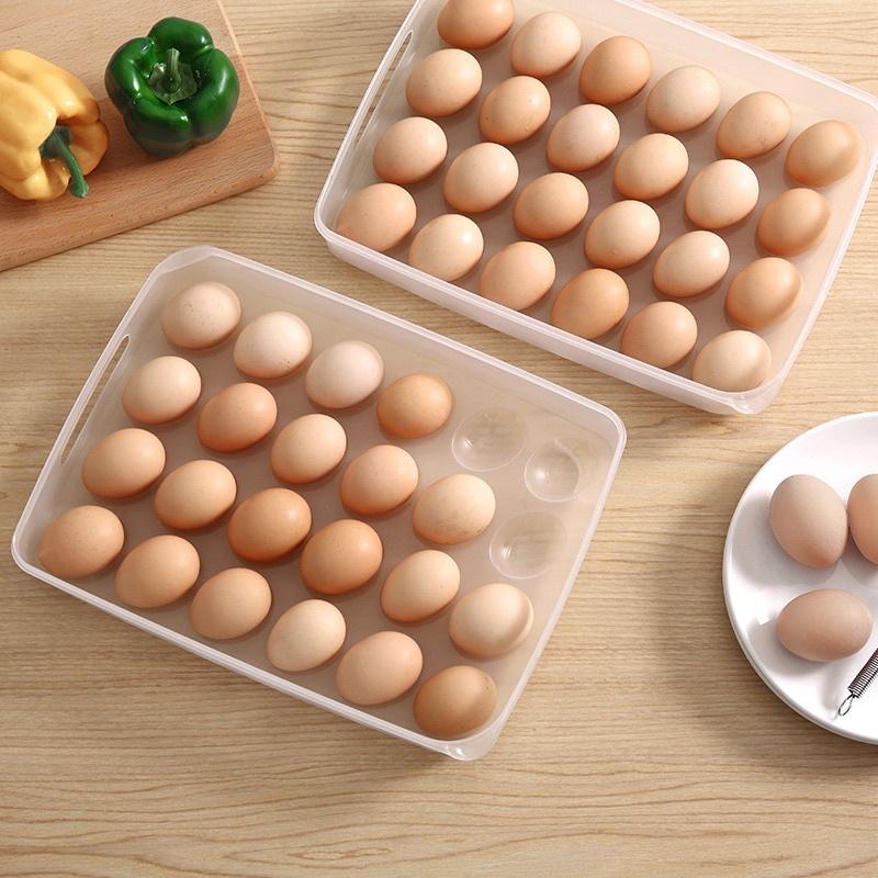 Hộp đựng trứng gà trứng vịt 24 ô để tủ lạnh tiết kiệm không gian - Khay đựng trứng có nắp đậy tiện lợi bảo quản trứng