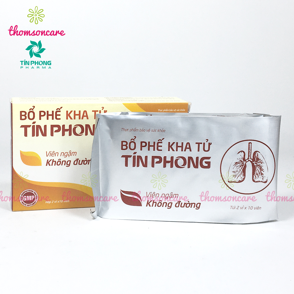 Viên ngậm Bổ phế kha tử Tín phong - Không đường, Hỗ trợ giảm ho, long đờm, đau họng, khản tiếng