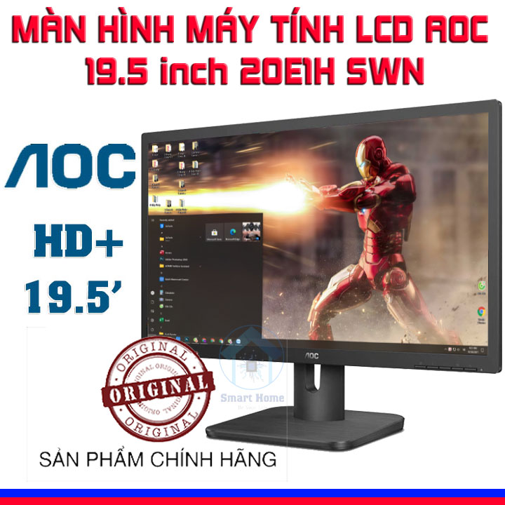 Màn Hình Máy Tính AOC 19.5 Inch 20E1H/74 Full Box 19.5 inch, 1600x900 HD+ 60Hz , Kết Nối HDMI+VGA - Hàng Chính Hãng