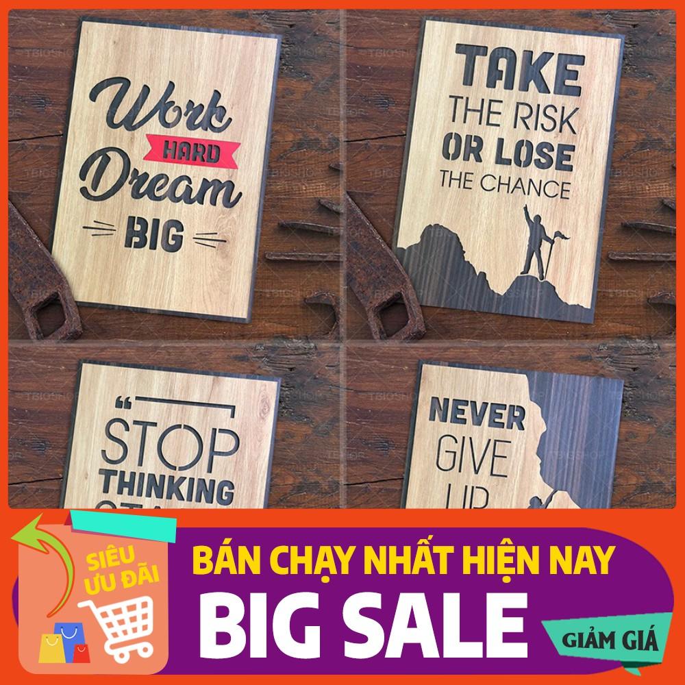 Tranh gỗ động lực treo tường đẹp lạ trang trí phòng khách, phòng làm việc hiện đại mẫu câu tiếng anh