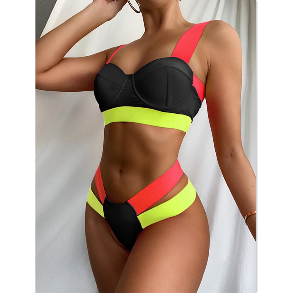 Tengweng Đen Lưới Bikini 2021 Bandeau Cao Cấp Gợi Đồ Bơi Nữ 2 Mảnh Bộ Đồ Bơi Áo Tắm Nữ Người Tắm Đi Biển