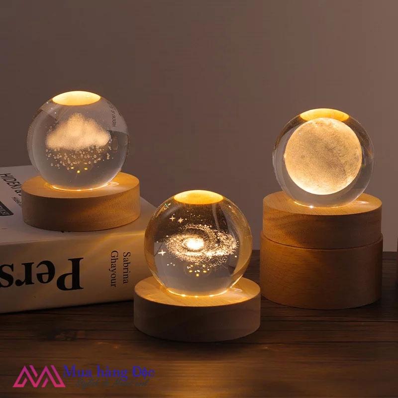 Bộ Quà Tặng Quả Cầu Pha Lê 3D LED Hạt Mưa 6CM
