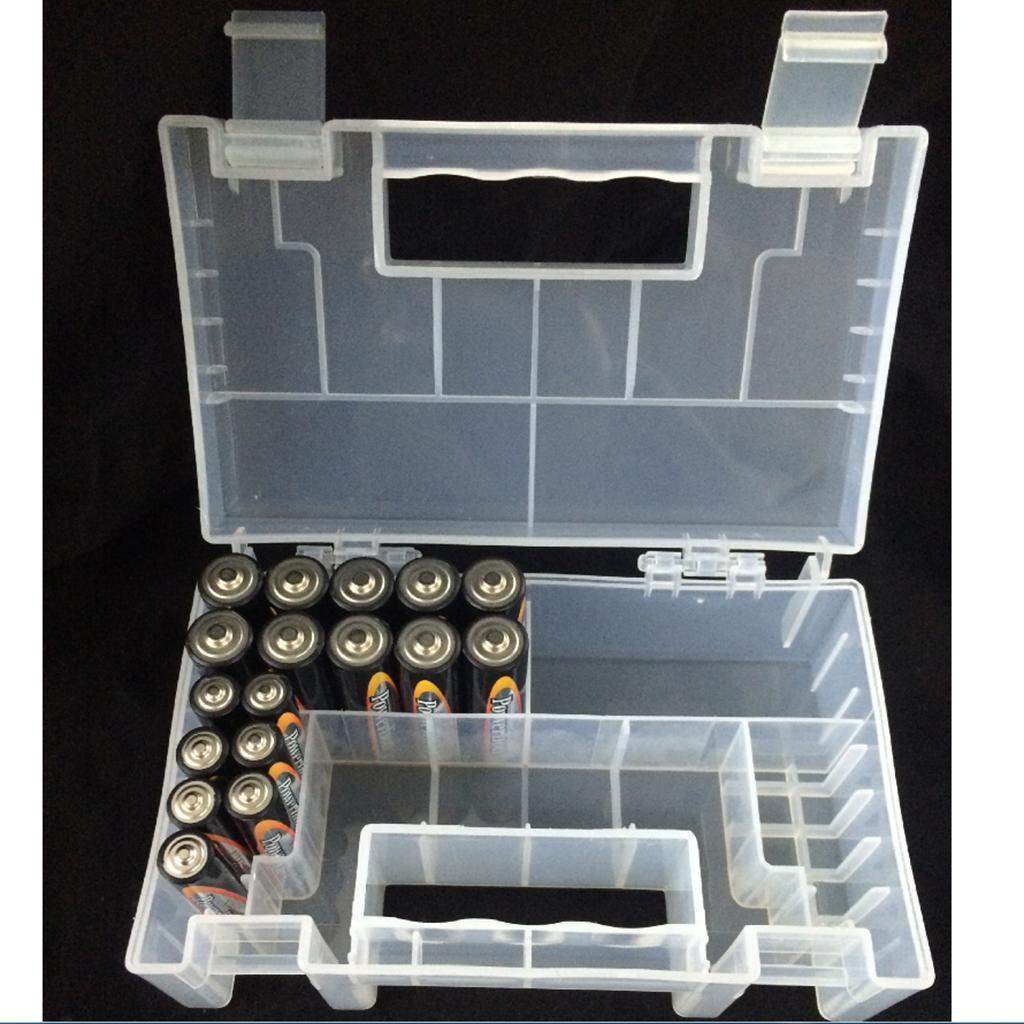 Clear AA/AAA Battery Storage Case/Organizer/Holder Holds 20 14AAA