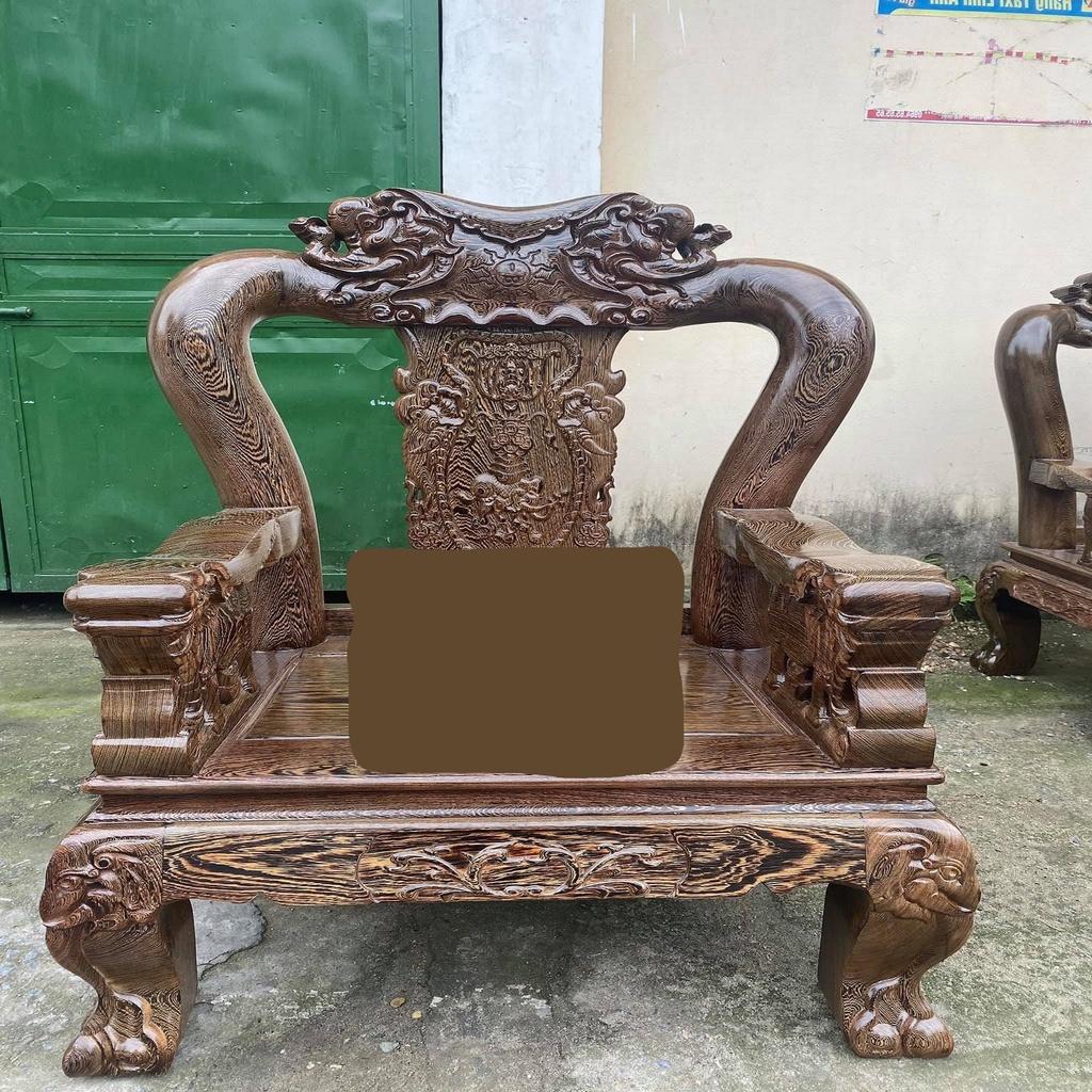 Bộ Bàn Ghế Minh Quốc Voi Gỗ Mun Đuôi Công