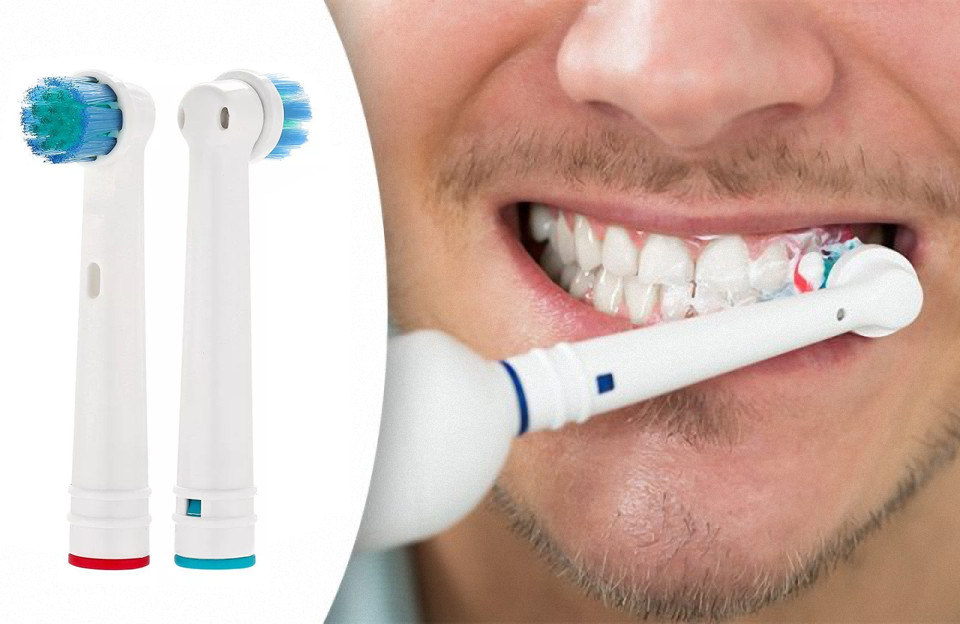 Cho máy Oral B Braun, bộ 4 Đầu Bàn Chải đánh răng điện thay thế MIHOCO EB28-P New Sensitive, làm sạch cao răng, cho nướu nhạy cảm