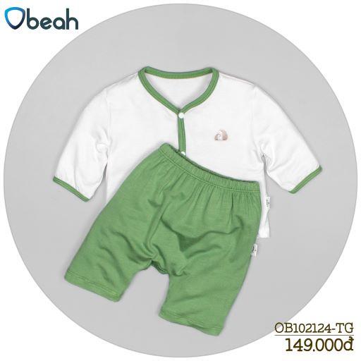 Obeah set bộ tay lỡ trắng phối xanh lam (sơ sinh) Fullsize 59 đến 90 cho bé từ 0 đến 24 tháng