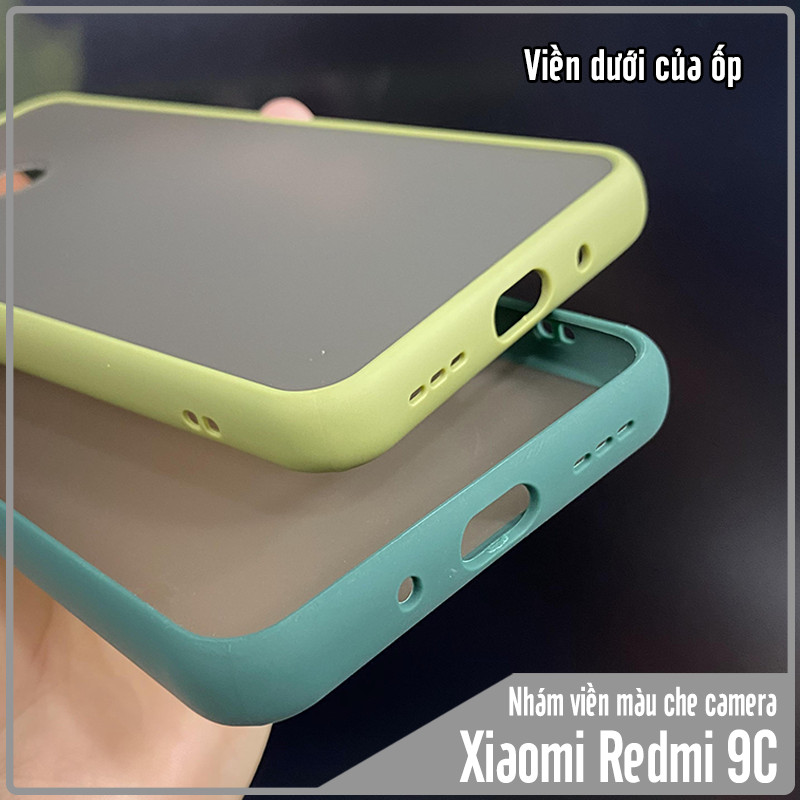 Ốp lưng cho Xiaomi Redmi 9C trong nhám viền màu che camera