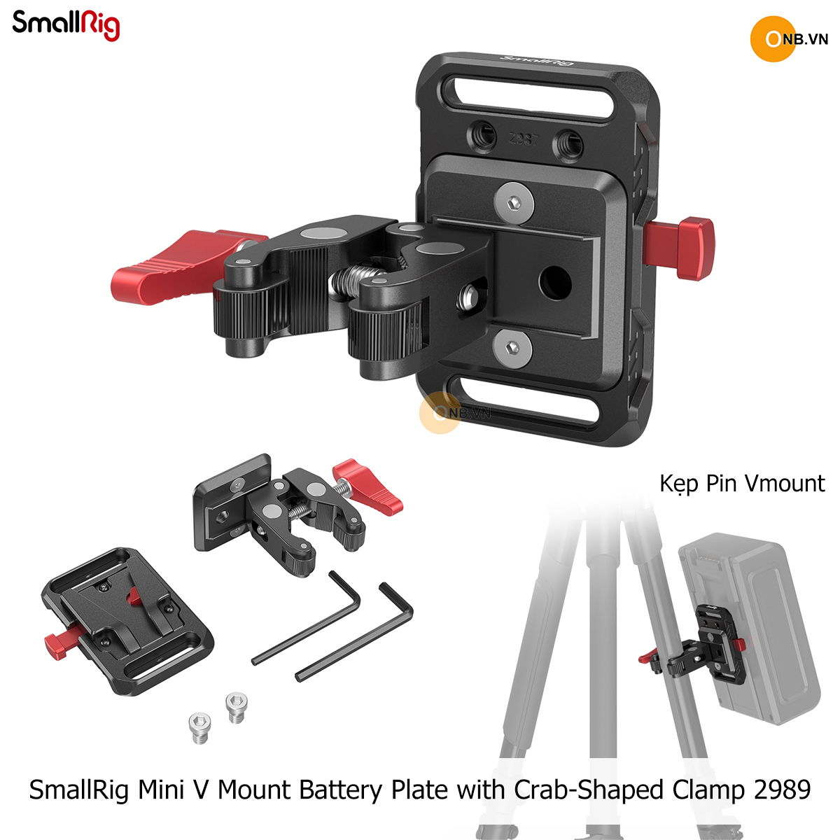 SmallRig Mini V Mount Battery Plate with Crab-Shaped Clamp 2989