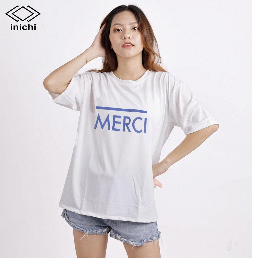 Áo thun Unisex INICHI tay lỡ form rộng phong cách hình in chữ MERCL - IC655