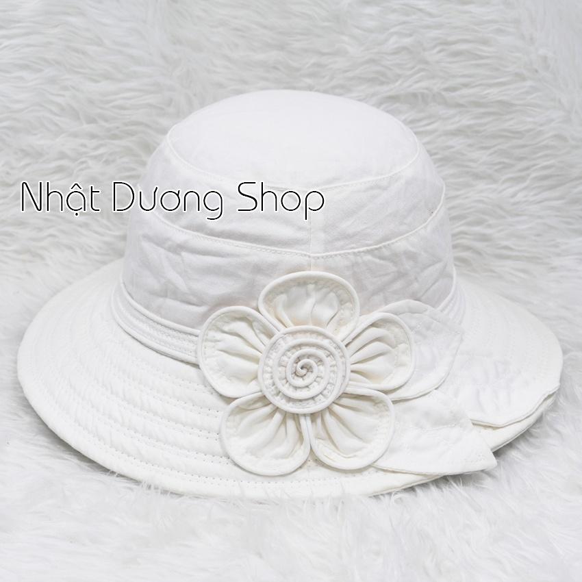 Mũ Bo vành rộng 7cm ,nón tai bèo vành rộng gắn hoa và lá- Chất liệu cotton cao cấp phù hợp cho các bạn nữ