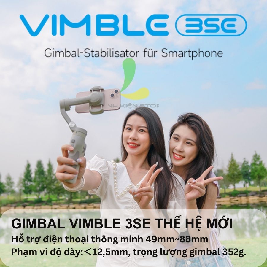 Gimbal Feiyu Vimble 3SE New - Tay cầm chống rung điện thoại 3 trục ổn định, pin cao kết nối bluetooth 5.0 - Hàng chính hãng