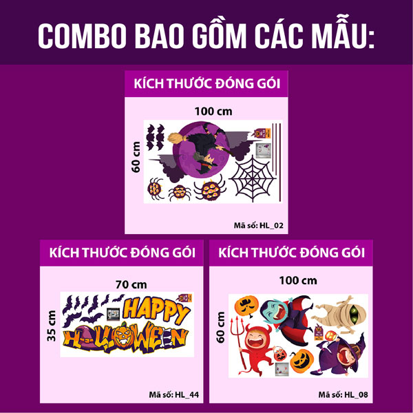 Decal Halloween 2020 combo phù thủy vui đùa cùng bè bạn