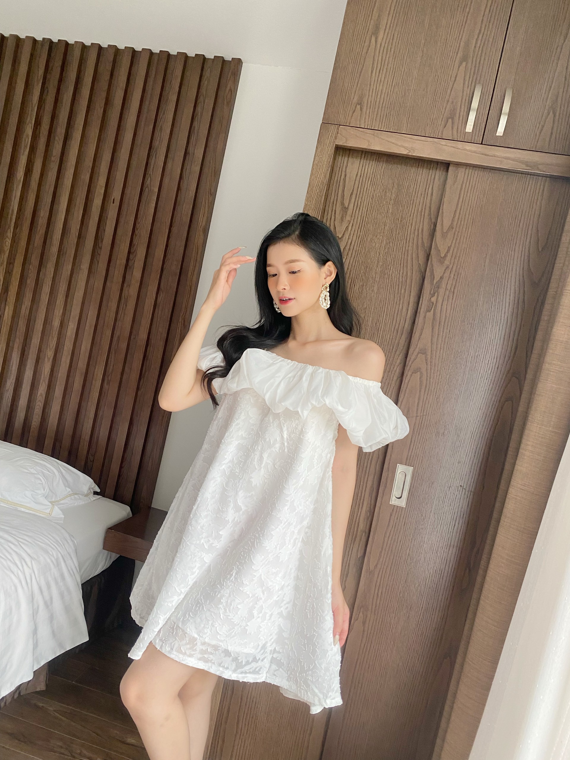 YU CHERRY | Đầm trễ vai nữ có lót Charlotte Dress YD165