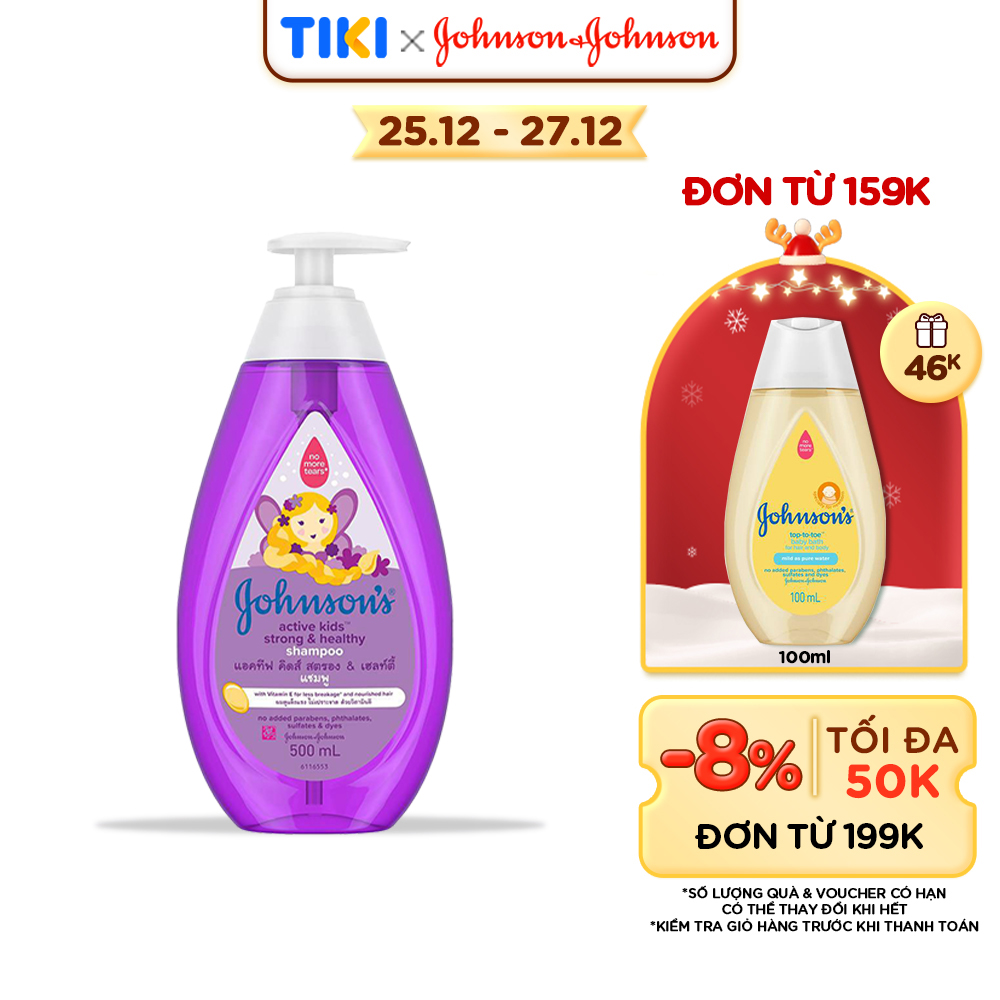 Dầu Gội Giúp Tóc Chắc Khỏe Cho Bé Gái Johnsons Active Kids Strong Healthy Shampoo - Dung tích 500ml