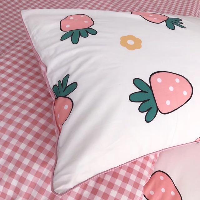 Set Cotton Living Trái Dâu Hàng Nhập Khẩu Cao Cấp 4 Món Mẫu Mới 2020