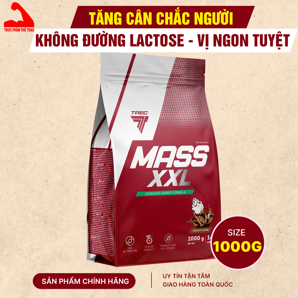 Sữa Tăng Cân Mass XXL - Nhiều Hương Vị - Hàng Chính Hãng Trec Nutrition