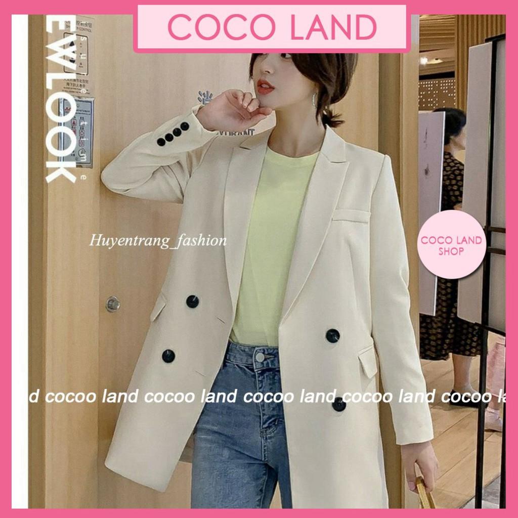 áo vest nữ dáng dài đính 4 khuy tay nhiều màu chất vải cao cấp coco land ulzzang