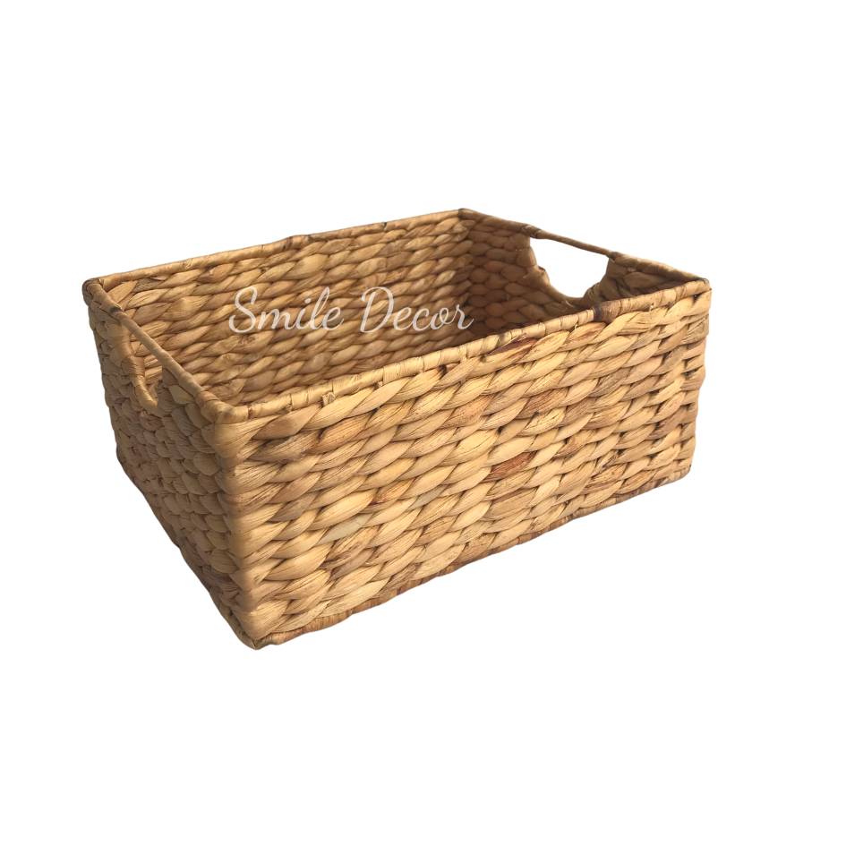 Sọt lục bình đựng đồ đa năng Smile Decor trang trí kệ sách, kệ tivi – Rectangle water hycinth basket