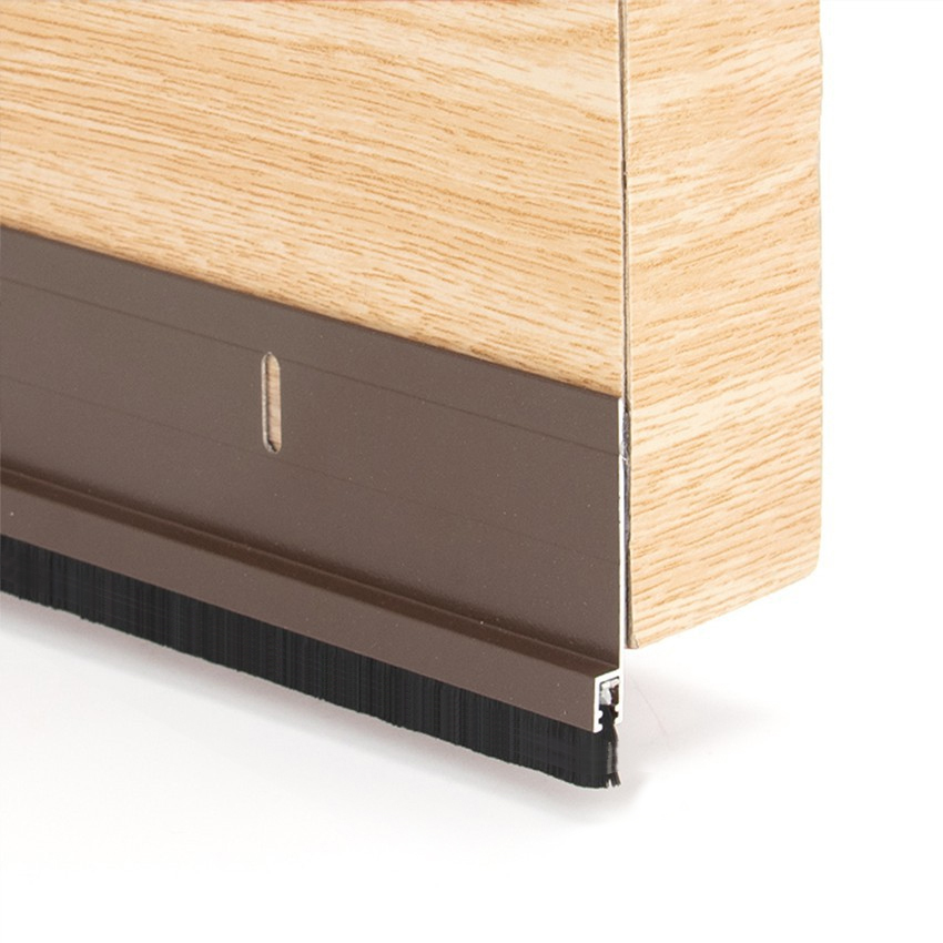 1 Mét Ron Chân Cửa Thanh Chắn Chân Cửa Nhôm Kèm Chổi Sẵn Keo Dán 50Mm 60Mm Ngăn Bụi Côn Trùng Gián Chuột Legaxi - Nâu - Đế Sợi Chổi Dài