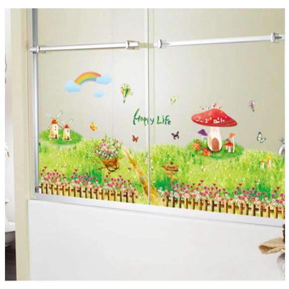 Decal trang trí chân tường Hàng rào Happy life