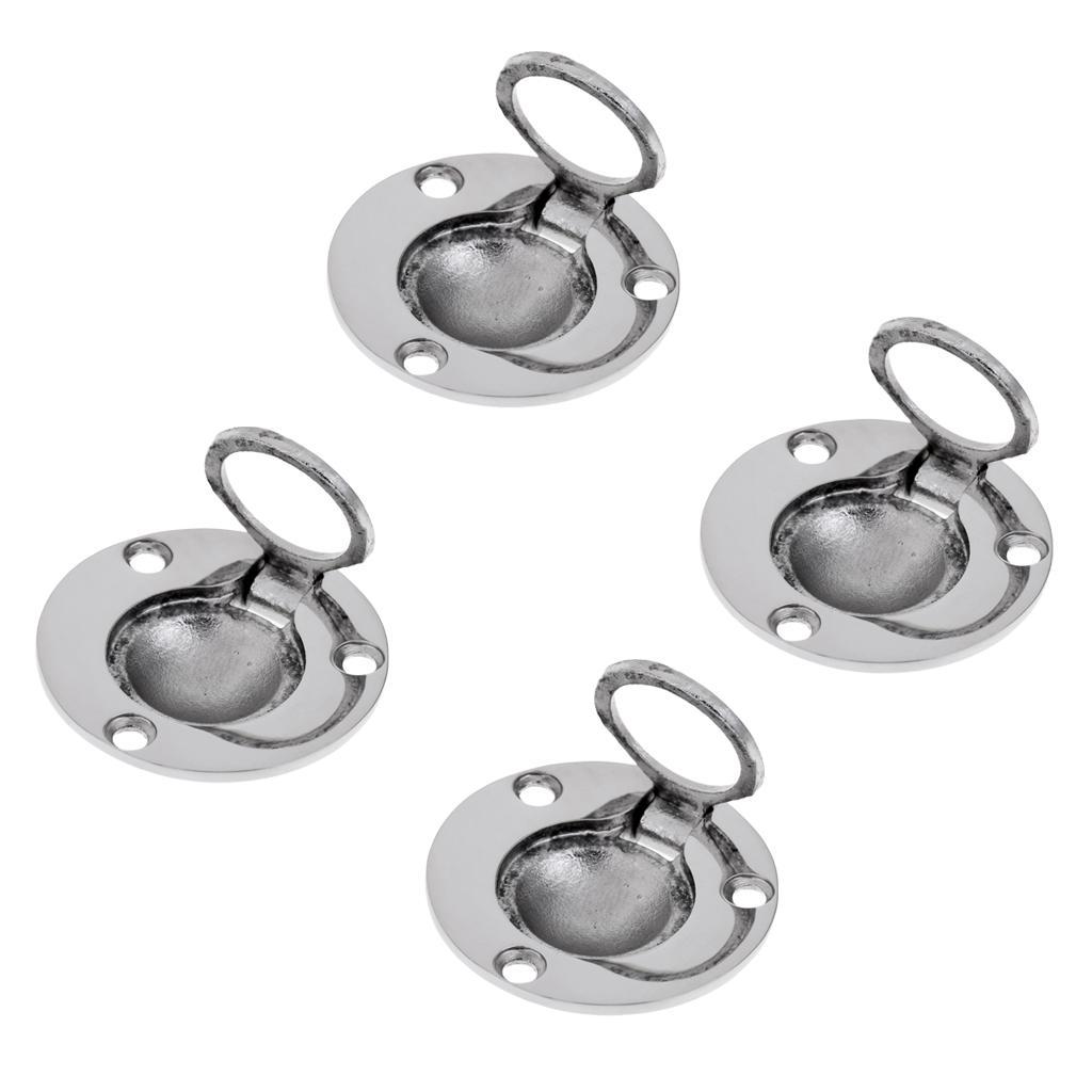 4x Boat Marine Stainless Steel Round Flush Lift Pull Handle 49mm