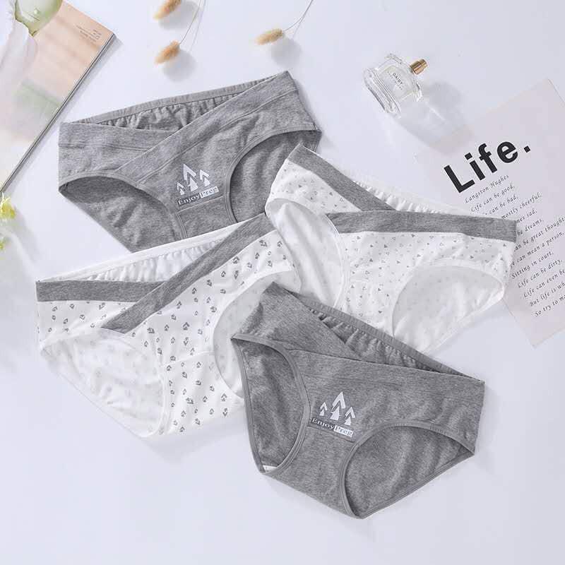 Combo 4 Quần Lót cho Bà Bầu Và Sau Sinh Cạp Chéo Chất Cotton Mềm Mịn