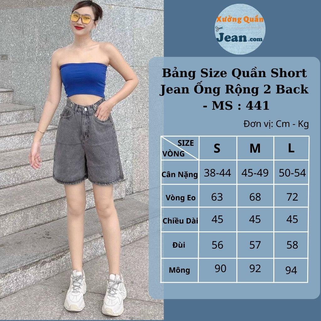 Quần Short Jean Ngố Nữ Ống Rộng 2 Back Lưng Cao Chất Bò Phong Cách Ulzzang Hàn Quốc 4 Màu - 441