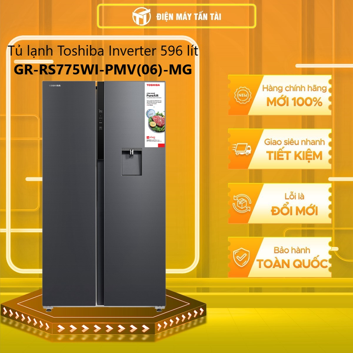Tủ lạnh Toshiba GR-RS775WI-PMV(06)-MG Inverter 596 lít - Hàng chính hãng ( chỉ giao HCM )