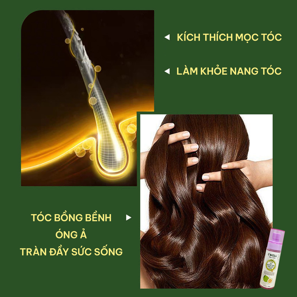 Xịt dưỡng tóc tinh dầu bưởi CWELL 110ML, xịt bưởi mọc tóc giảm gãy rụng, kích mọc tóc, dưỡng tóc dài nhanh
