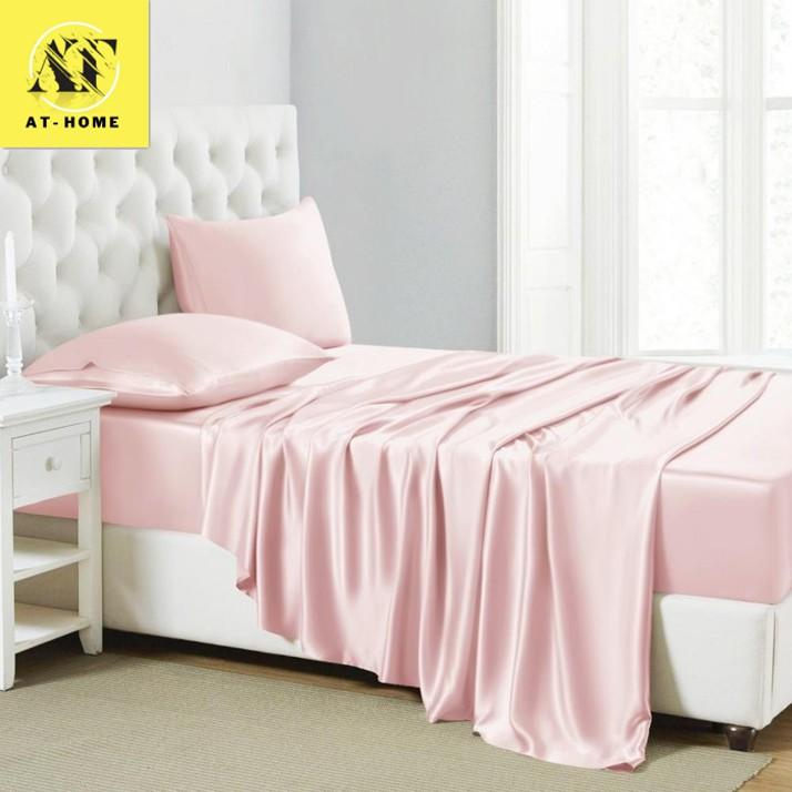 Drap Giường Ga Giường Lẻ Phi Lụa Thương hiệu LAN PHAM BEDDING Mát Mịn - Màu Hồng Phấn
