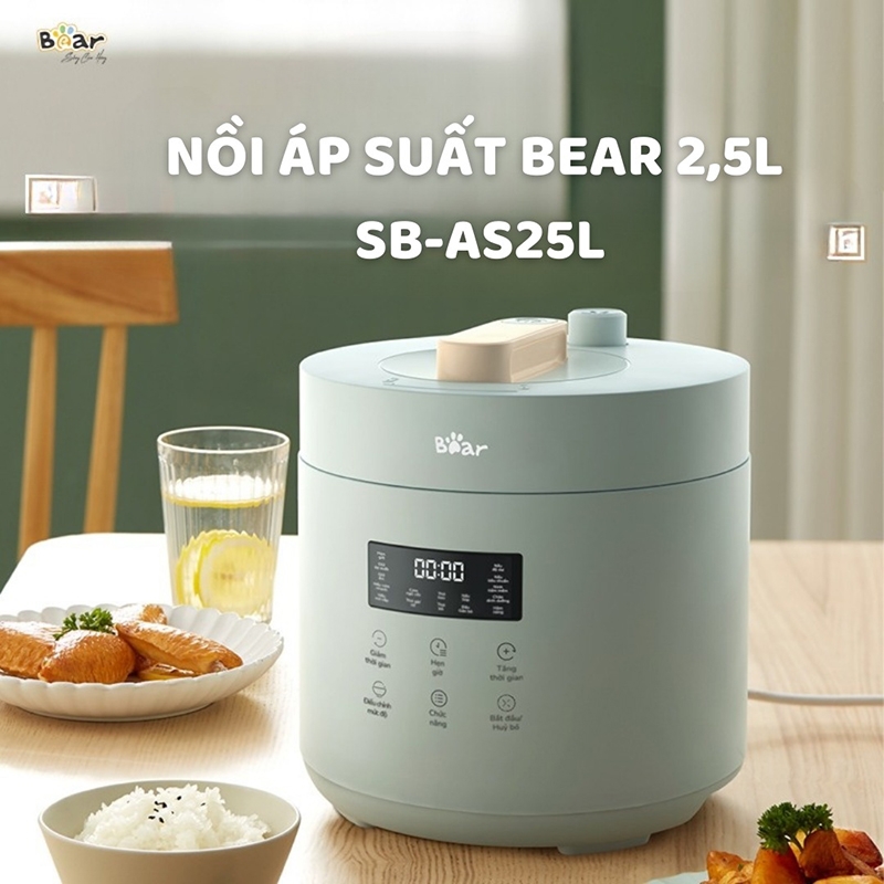 Nồi áp suất Bear SB-AS25L 2.5L (600W) - Hàng chính hãng