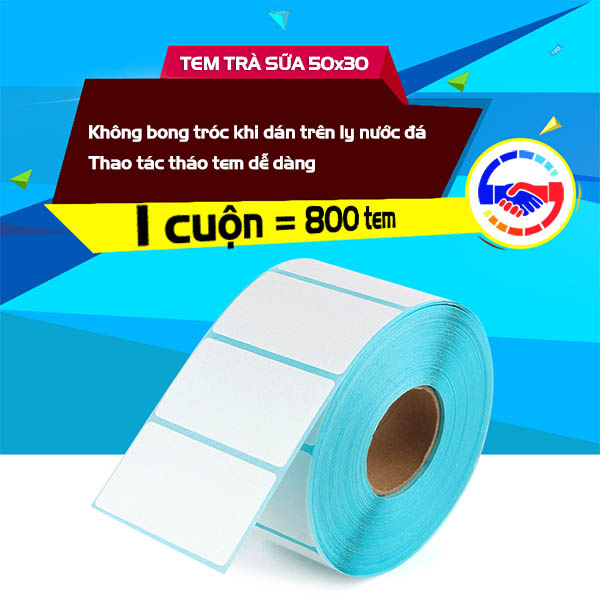 Giấy Decal Giấy In Tem Trà Sữa 50xmm