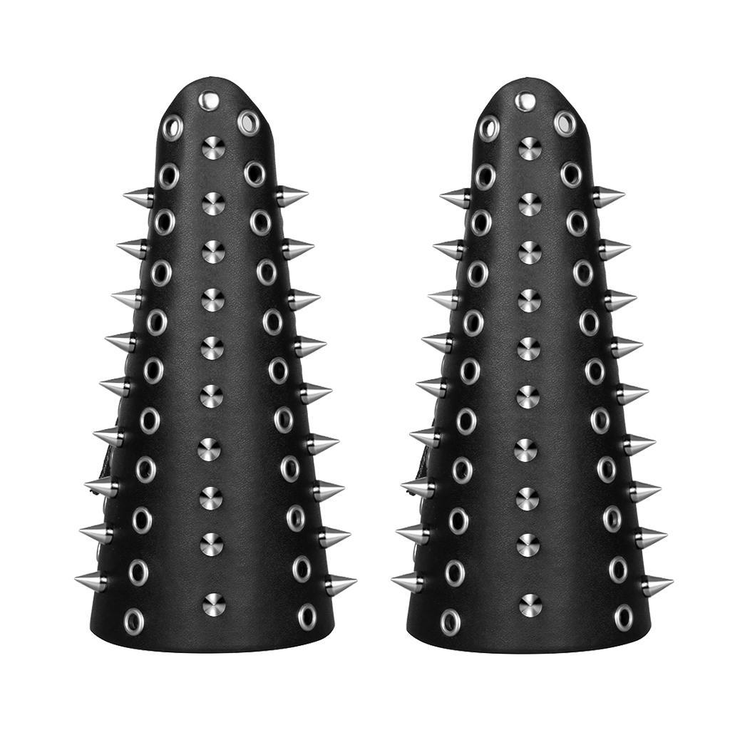 2pcs Leather Rivet Arm Bracers Arm Gauntlets Arm Guard Wristbands Cuff