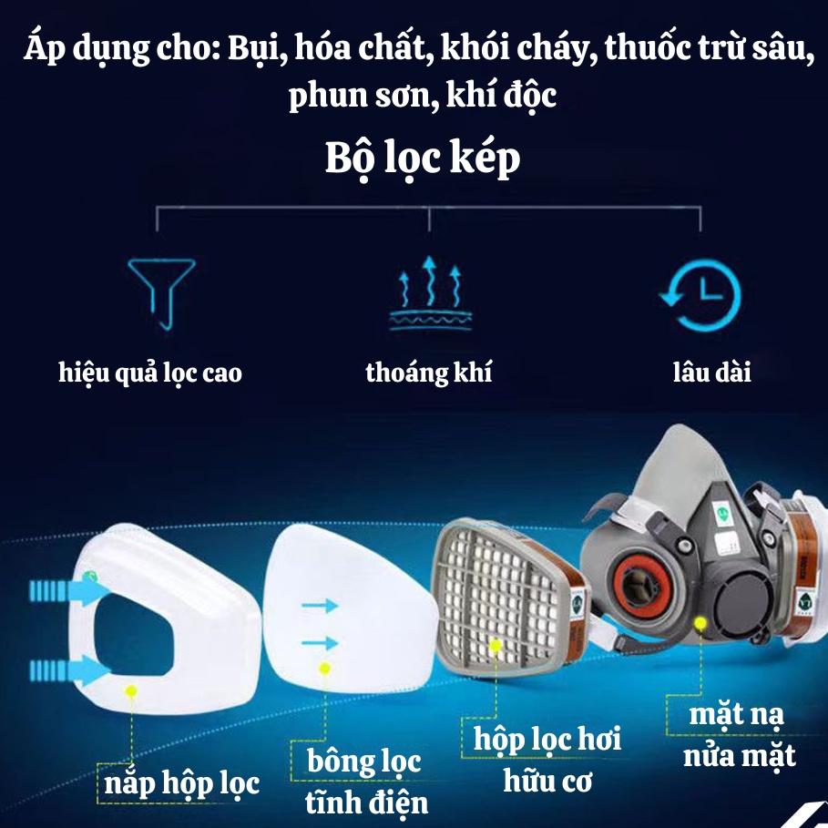 Mặt nạ phòng độc , mặt nạ chống độc kèm kính giá rẻ mặt nạ phòng độc, chống bụi, chống hơi độc hại, hóa chất, phòng cháy