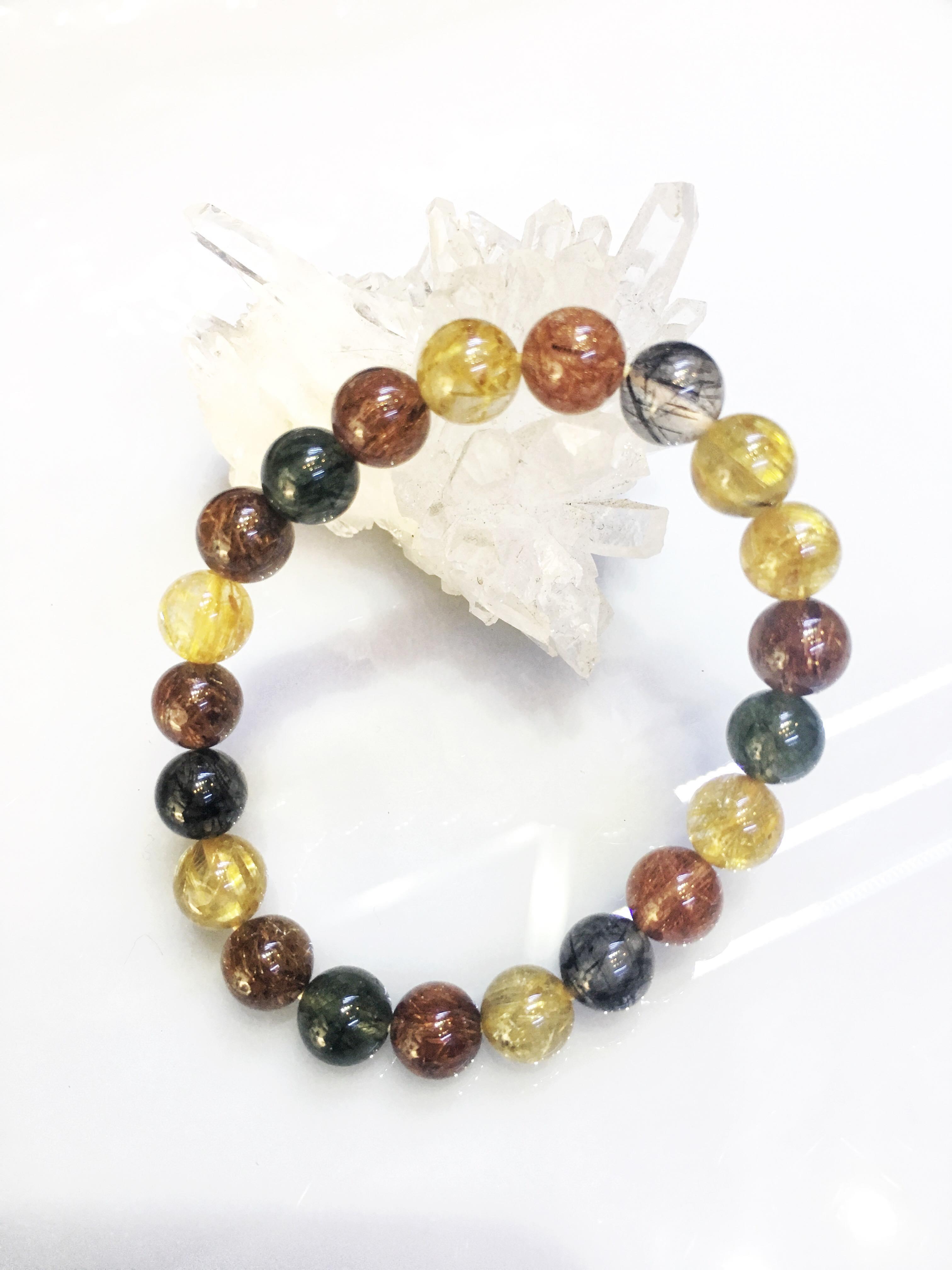 Vòng thạch anh tóc đa sắc 9mm J NATURAL STONES