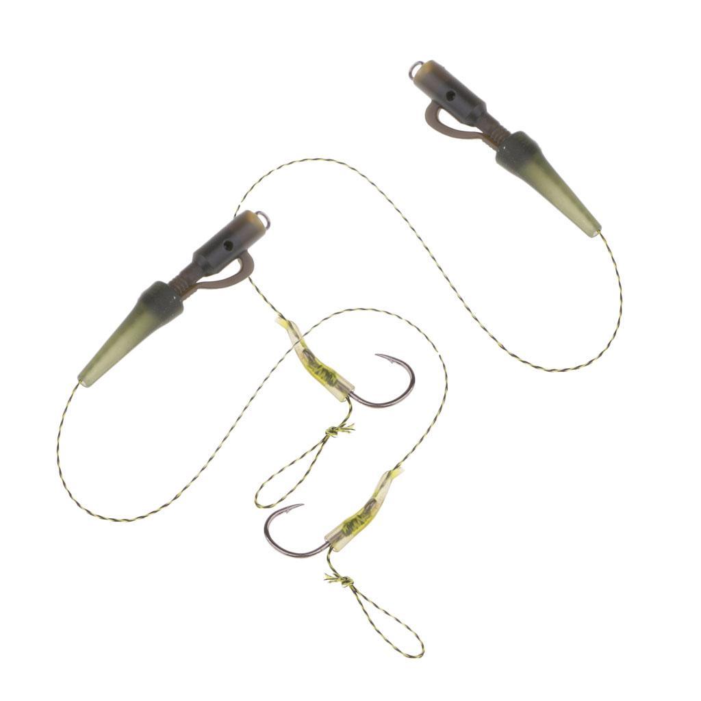 2pcs Braided Line Carp Fishing Hair Rigs Heavy Dury Clips Tackle Barbed Hooks High Carbon Steel Durable to use