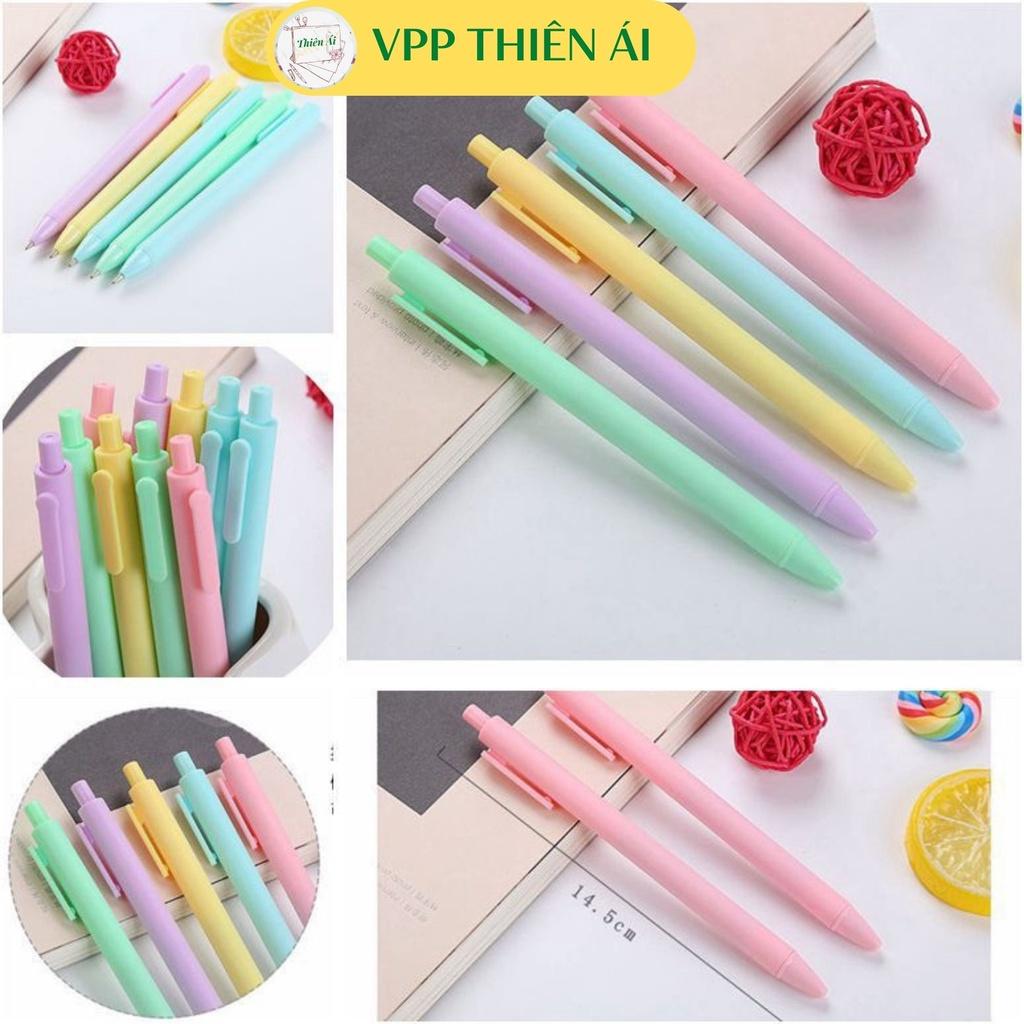 Bút bi gel bấm nhiều màu Macaron cute - 0.5mm - mực nước đen - VPP THIÊN ÁI