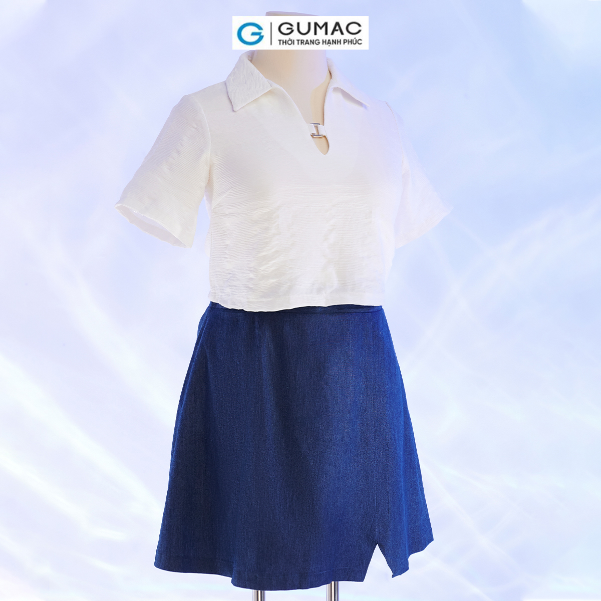 Chân váy A bigsize xẻ trước thời trang GUMAC VD10036