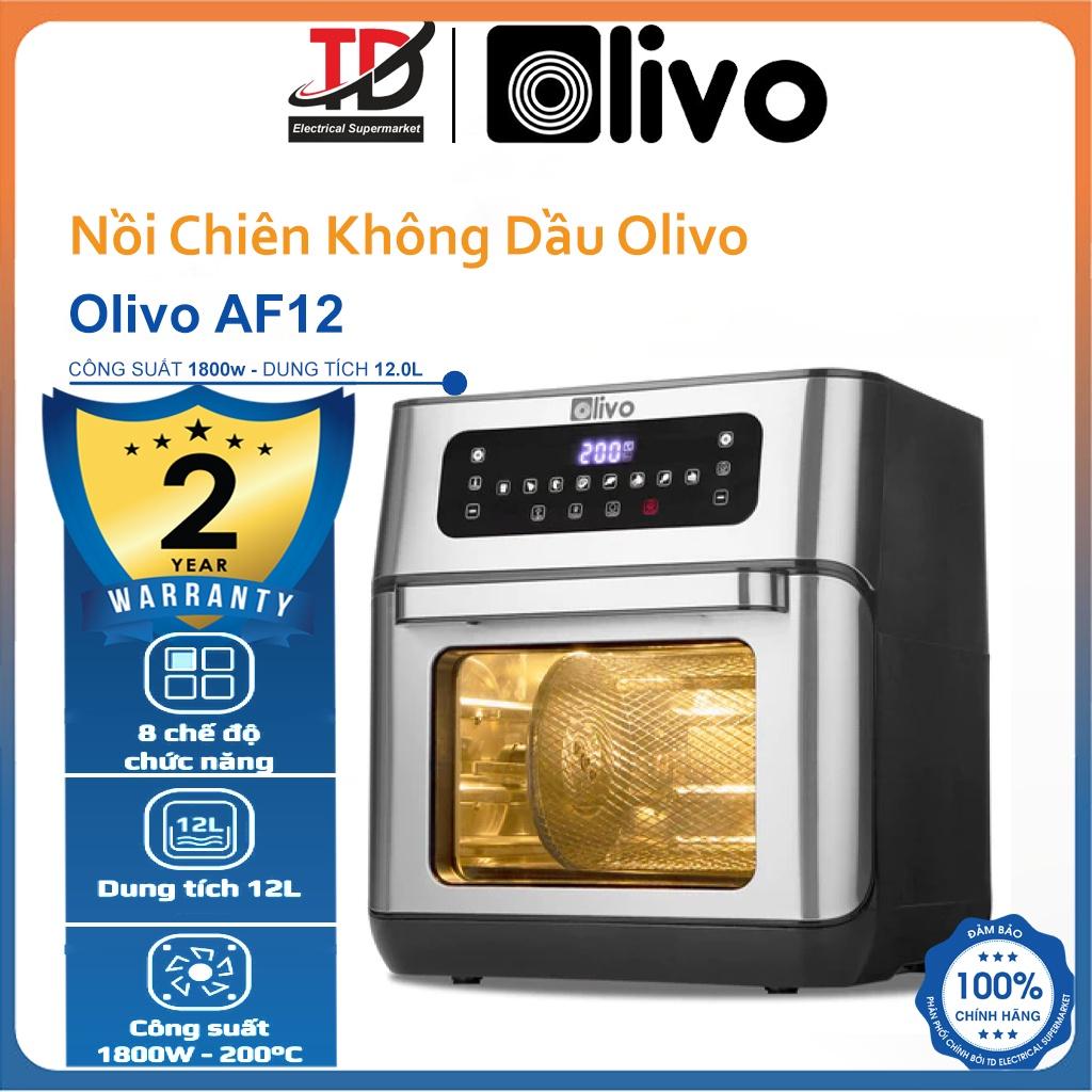 Nồi Chiên Không Dầu OLIVO AF12, 12Lit-1800W, 8 Chức Năng và Phụ Kiện Đa Năng, Hàng Chính Hãng