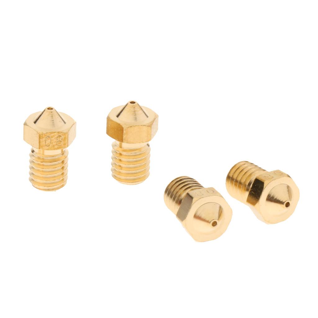 4x 0.8mm Extruder Brass Nozzle Print Head for 1.75mm 3D Printers Accessories