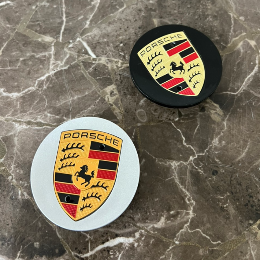 Logo chụp mâm, ốp lazang bánh xe ô tô Poscher đường kính 75mm và 65mm