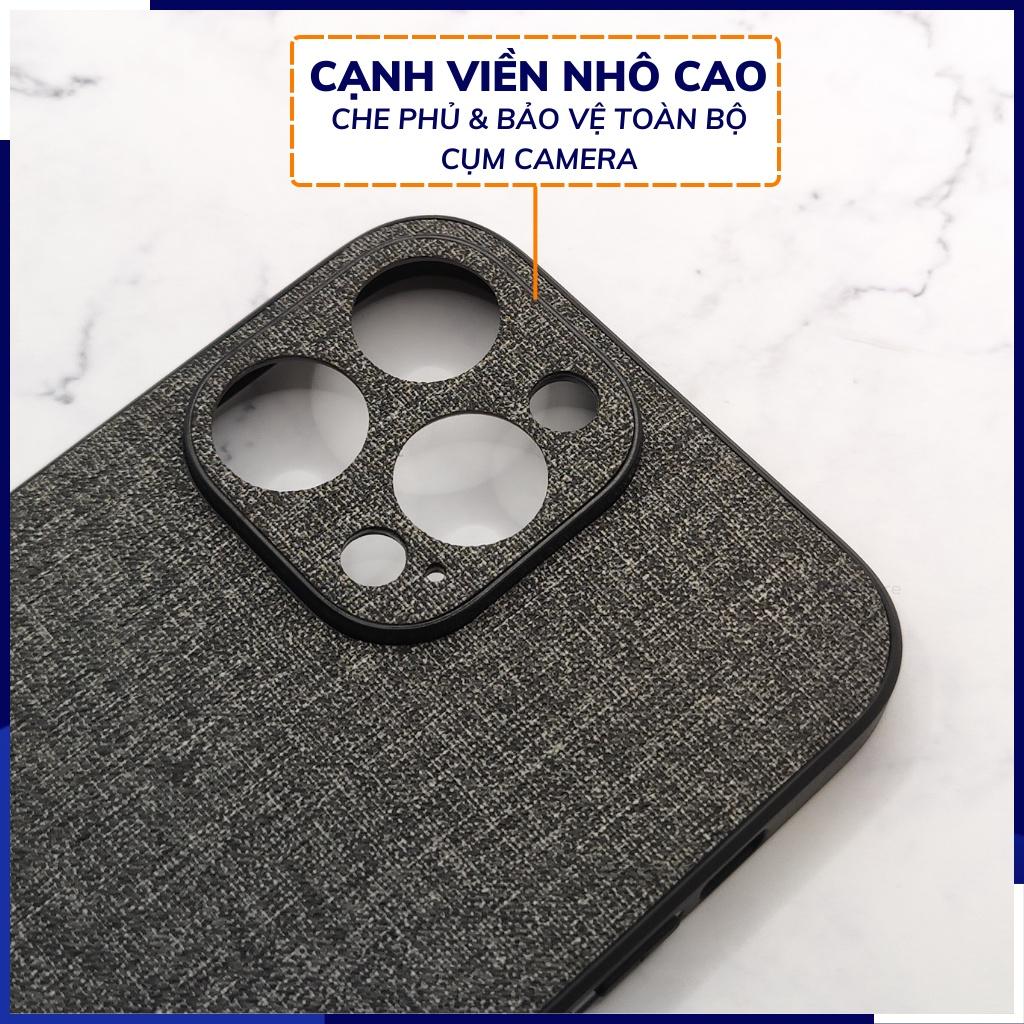 Ốp lưng ip 14 pro max ip 14 plus chống vân tay nhựa cứng viền đen vải jean 1 màu phụ kiện điện thoại huỳnh tân store