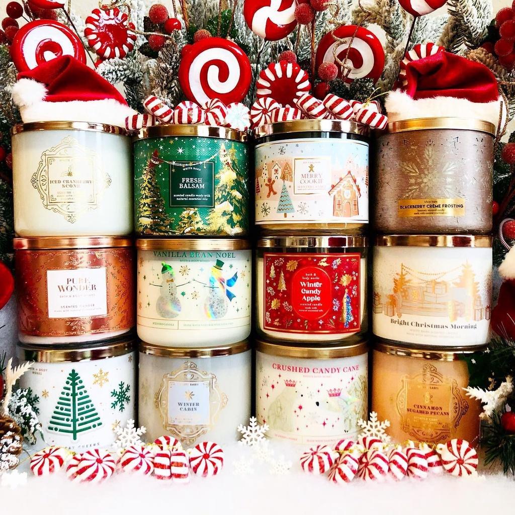 (BBW 3 bấc NOEL) Nến thơm Bath and Body Works 3-wick candles 411g hàng Mỹ - Bộ mùa lễ Giáng Sinh 2021