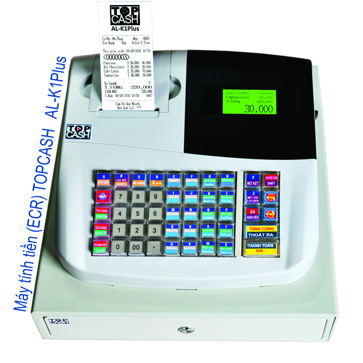 Máy quản lý bán hàng với phần mềm bán hàng vĩnh viễn được cài đặt sẵn + máy in hóa đơn + két tiền theo - TOPCASH AL-K1P
