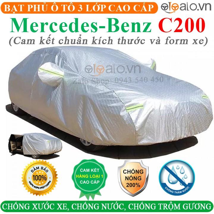 Bạt Phủ Ô Tô dành cho Mercedes C200 Cao Cấp 3 Lớp Chống Nắng Nóng Chống Nước Chống xước